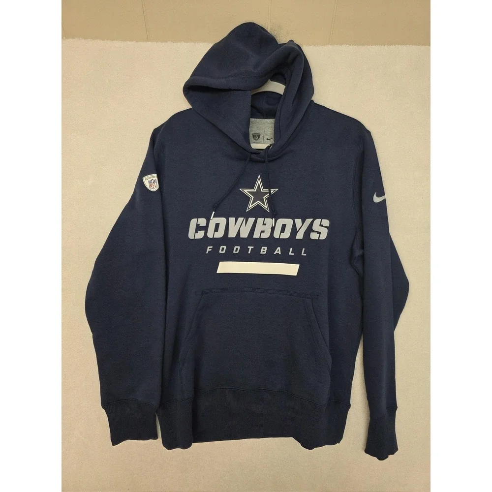 Dallas Cowboys Hoodie Sweatshirt Mens Medium Blue NFL Football Nike Training - Picture 15 of 16